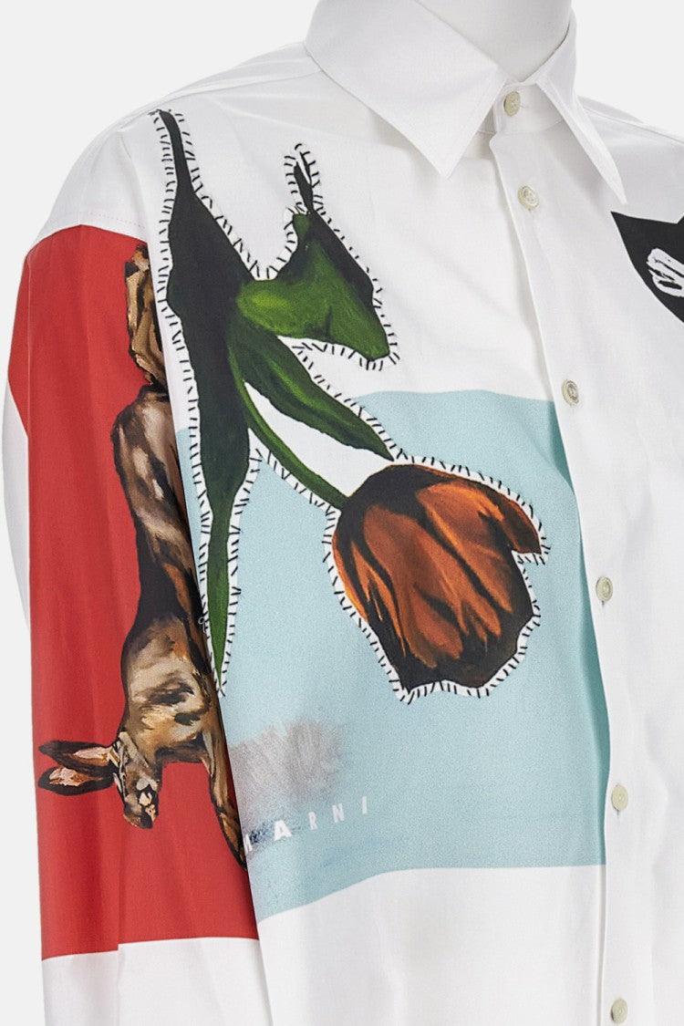 Marni Oversized Printed Cotton Shirt With Floral
