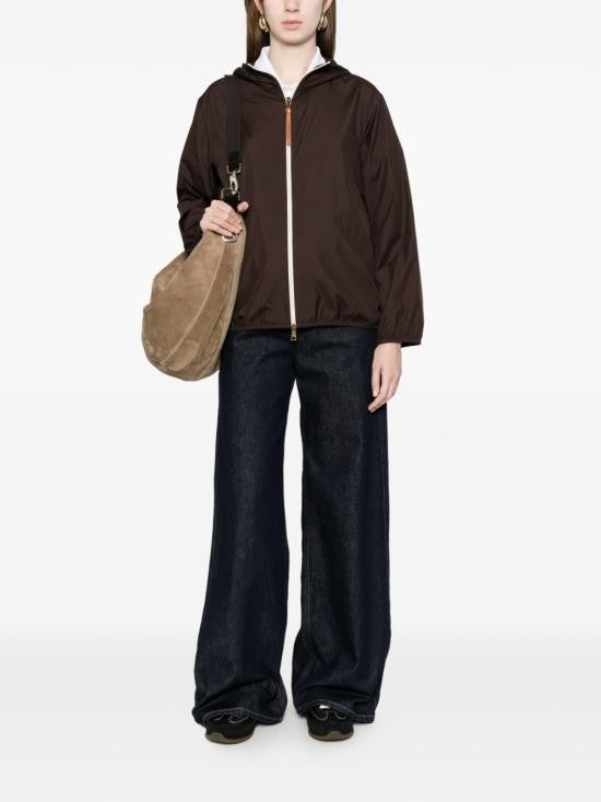 Moncler Relaxed Fit Hooded Jacket With Contrasting Zipper And Logo Patch