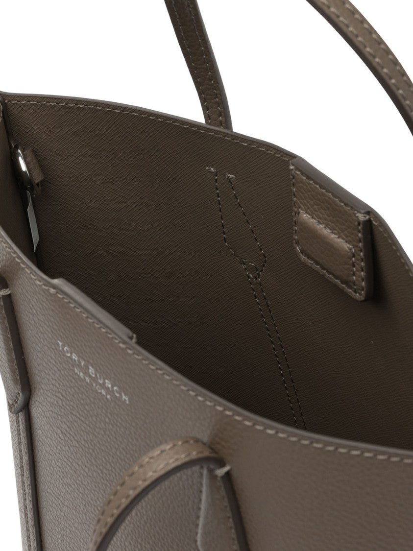 Tory Burch Textured Leather Small Tote With Design