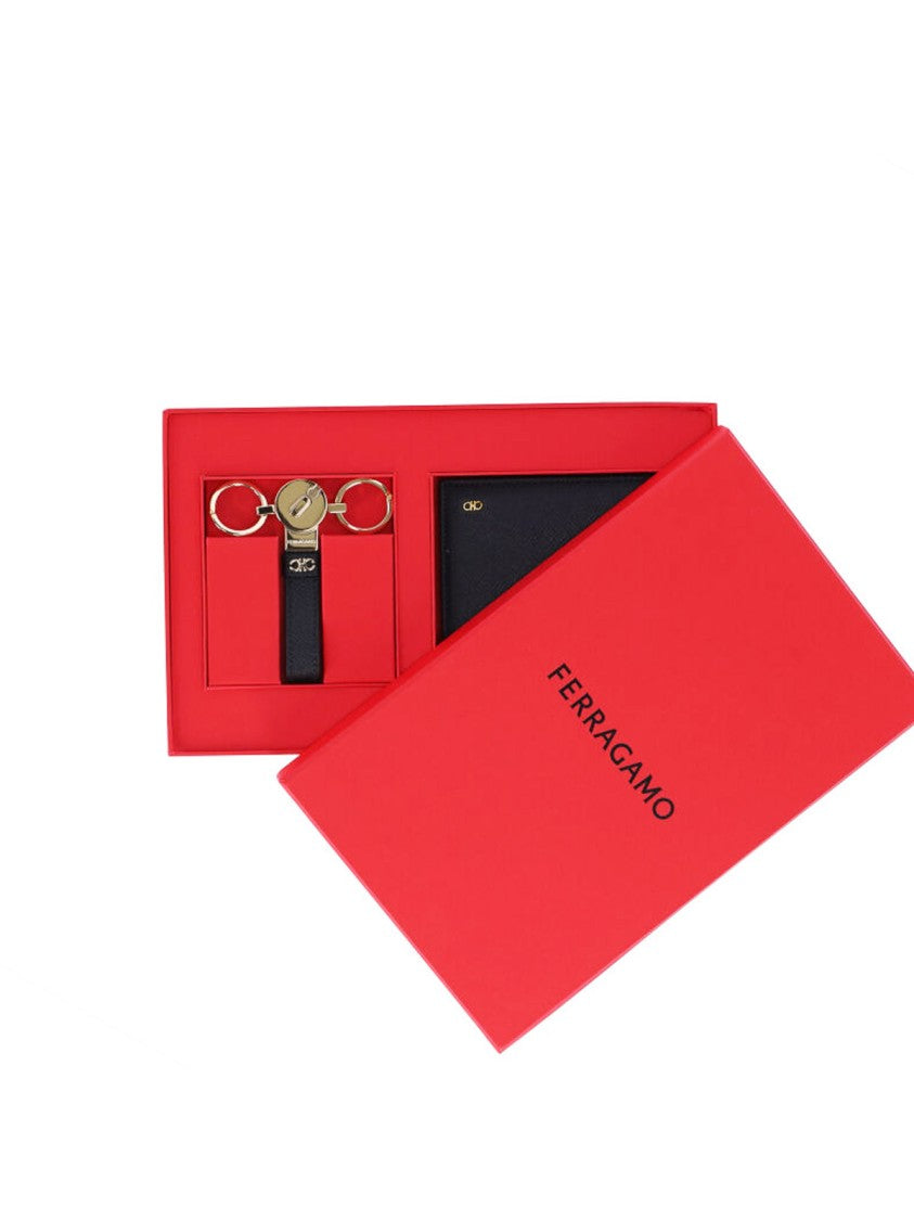 Ferragamo Gancini Wallet And Key Holder Set – Black