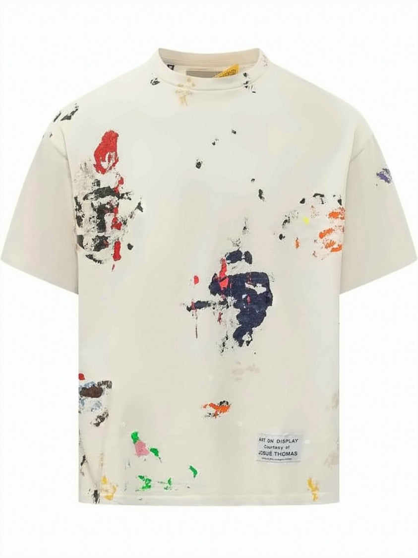 Gallery Dept. Relaxed Fit Off-White T-Shirt With Abstract Paint Splatter