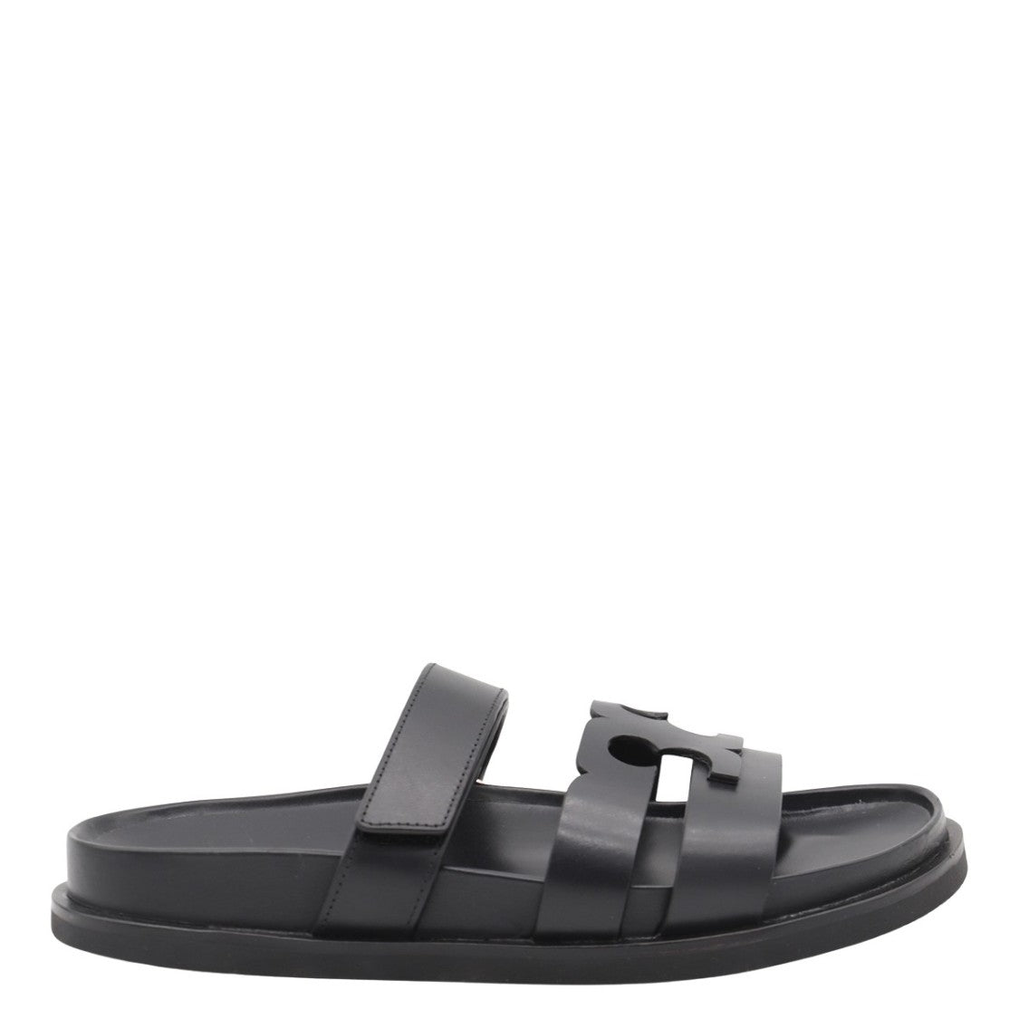 Tory Burch Black Sandals With Cut-Out Logo Detail