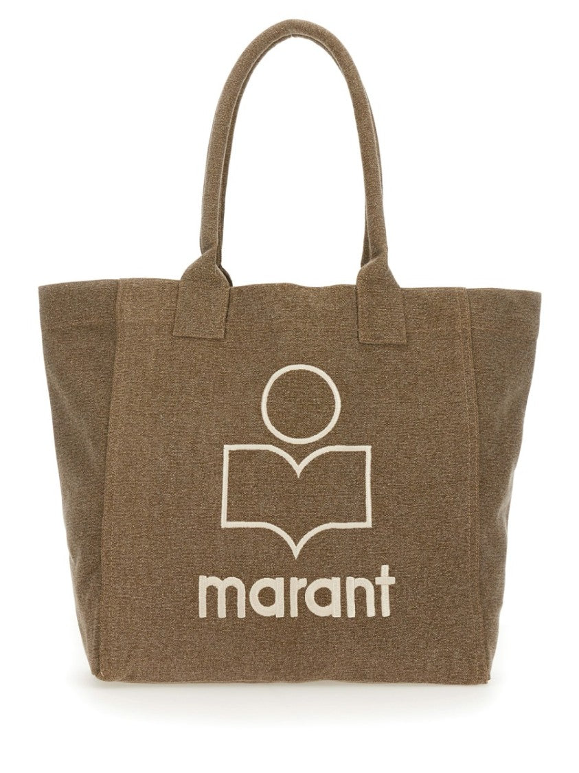 Isabel Marant Textured Cotton Small Tote Bag With Bold Graphic Logo