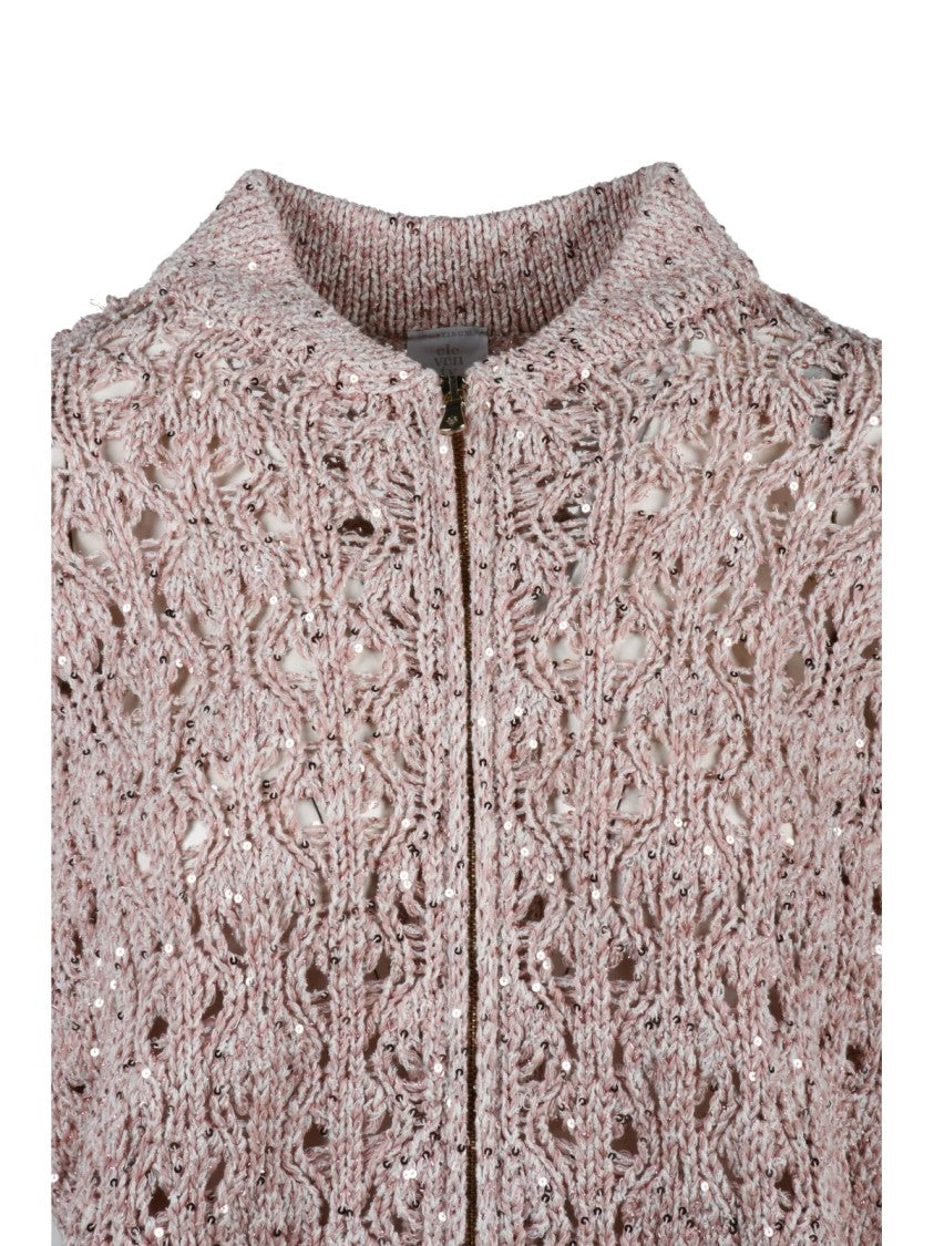 Eleventy Pink Cotton Polyamide Polyester Zip Cardigan