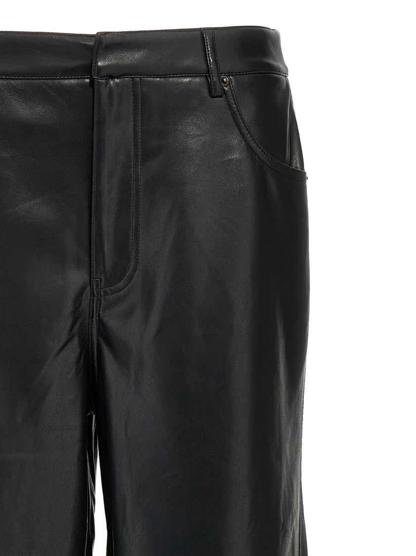 Rotate Birger Christensen Wide-Leg Five-Pocket Pants With Leather-Effect Finish