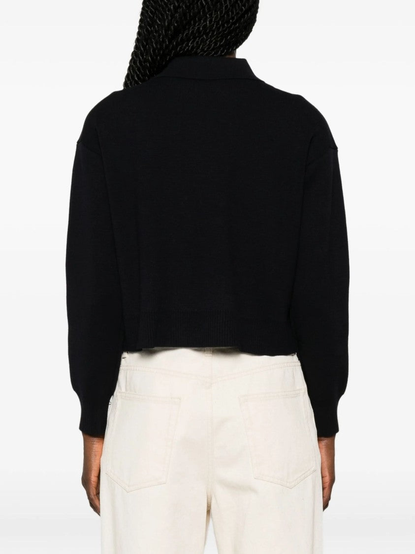 Max Mara Blue Classic Collar Viscose Cardigan