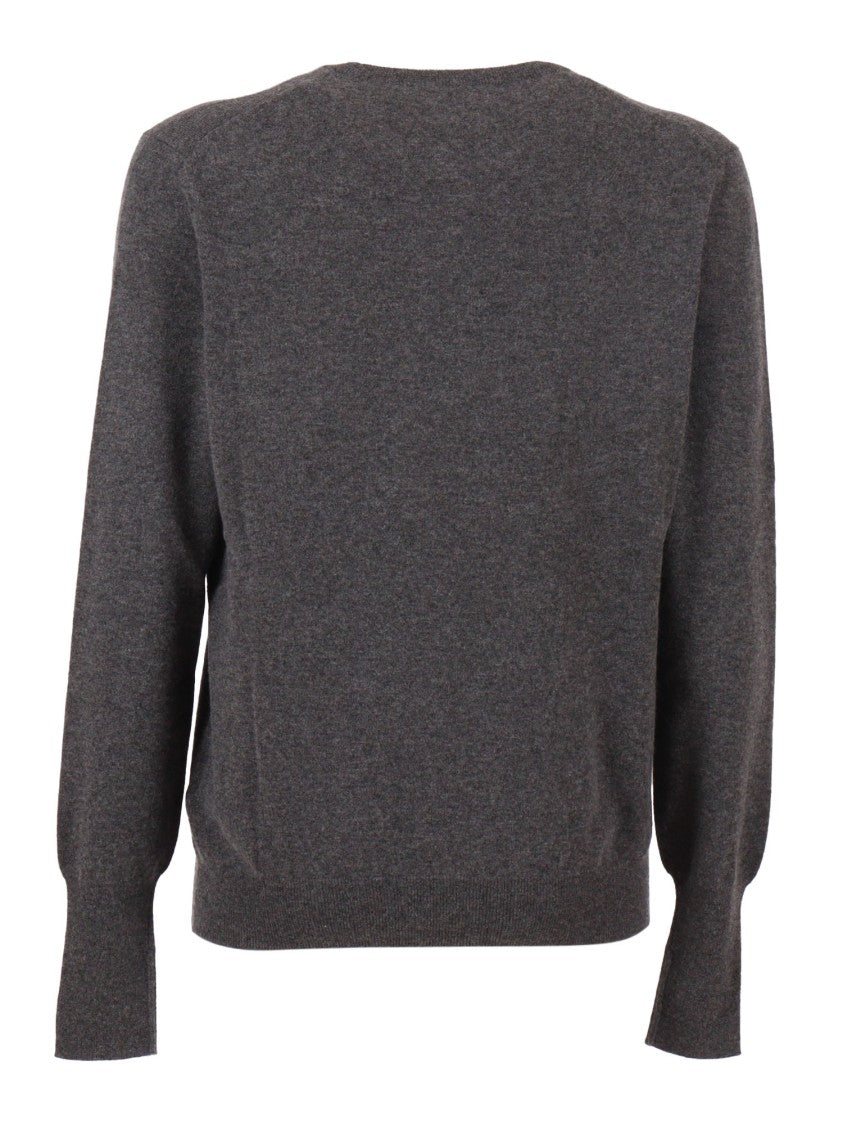 Ballantyne Round Neck Cashmere Pullover With Ribbed Details