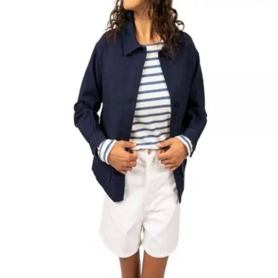 Saint James Structured Collar Blue Jacket With Minimalist Design