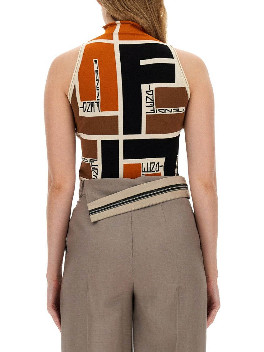 Fendi Ff Puzzle Pattern Top