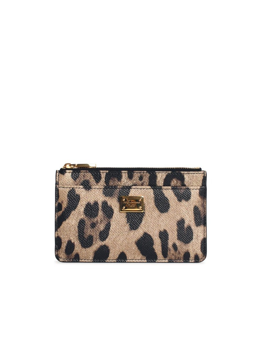 Dolce & Gabbana 'Dauphine' Leopard Print Leather Card Holder
