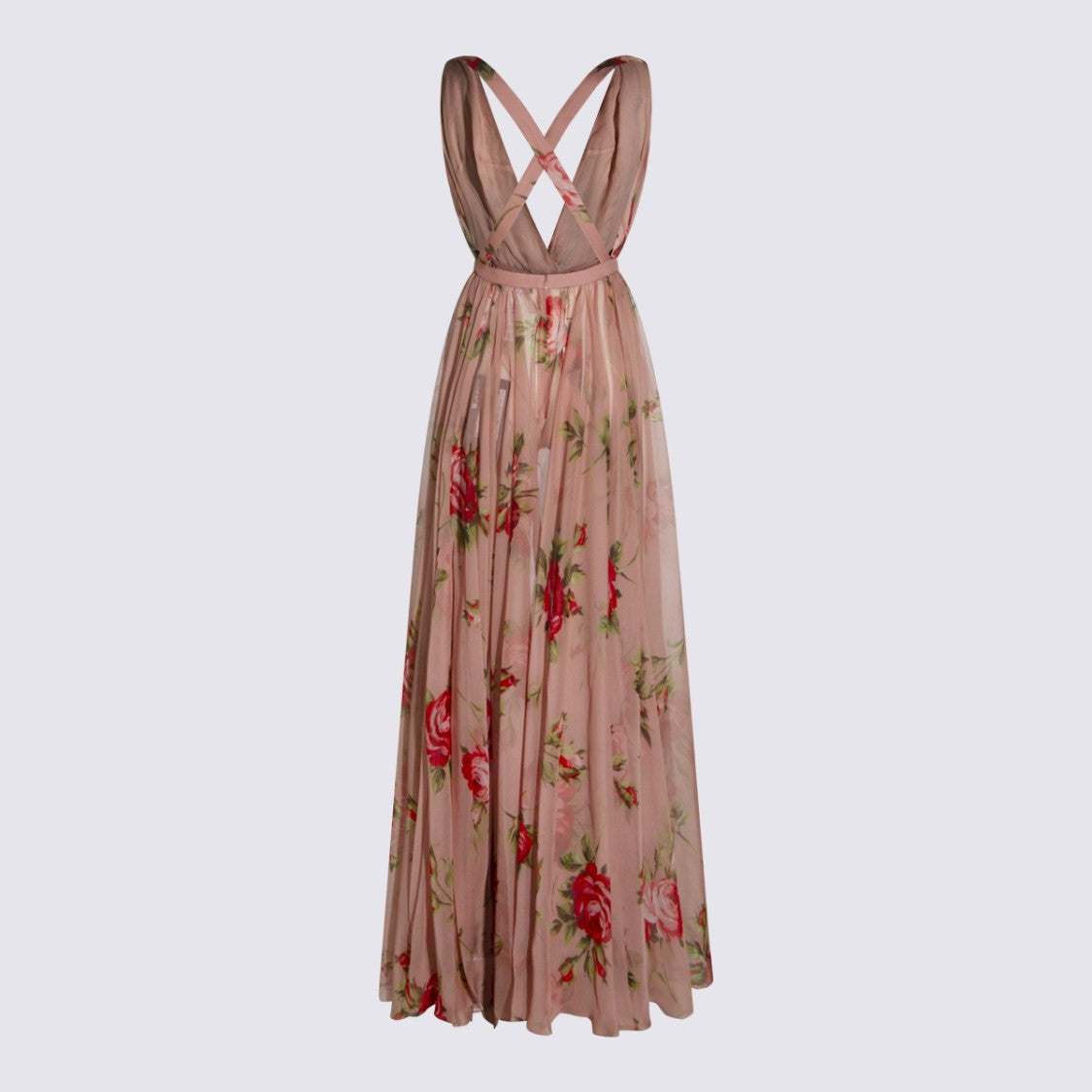 Dolce & Gabbana Pink Silk Floral Maxi Dress