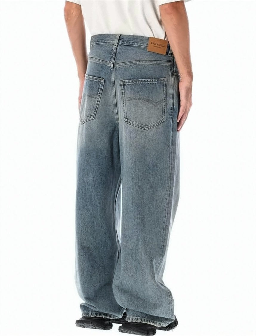 Balenciaga Relaxed Wide-Leg Denim Pants With Classic Five-Pocket Design