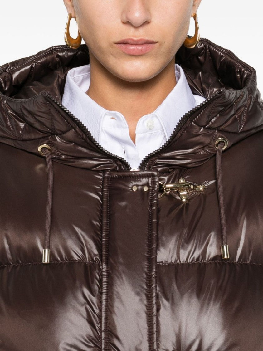 Fay Cropped Hooded Puffer Jacket With Quilted Design