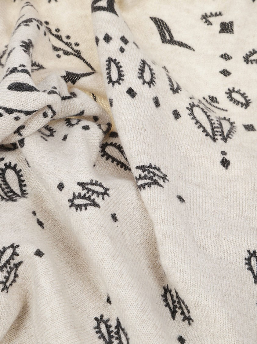 Kujten Light Beige Hachiko Bandana Abstract Cashmere Scarf