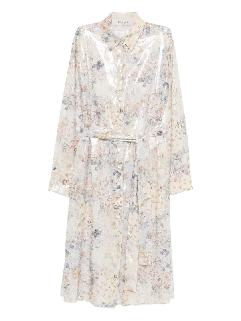 Golden Goose Floral Midi Dress With Subtle Shimmer
