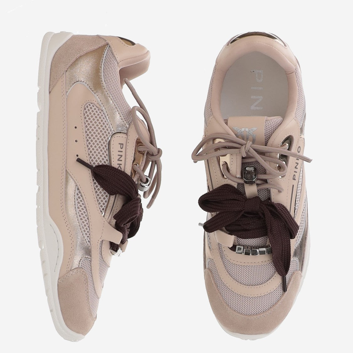 Pinko Two-Tone Sneakers With Technical Mesh Inserts