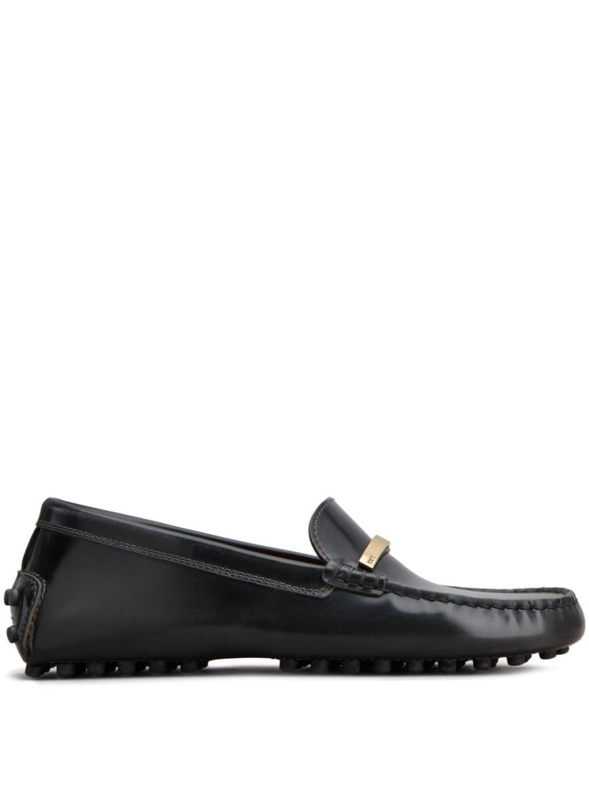 Tod's Polished Black Leather Loafers