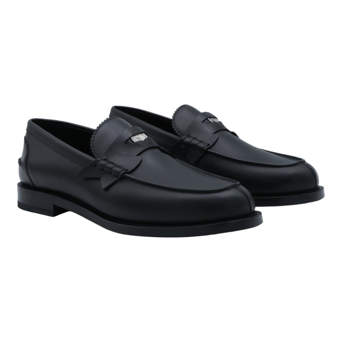 Christian Louboutin Classic Black Leather Emblem Loafers