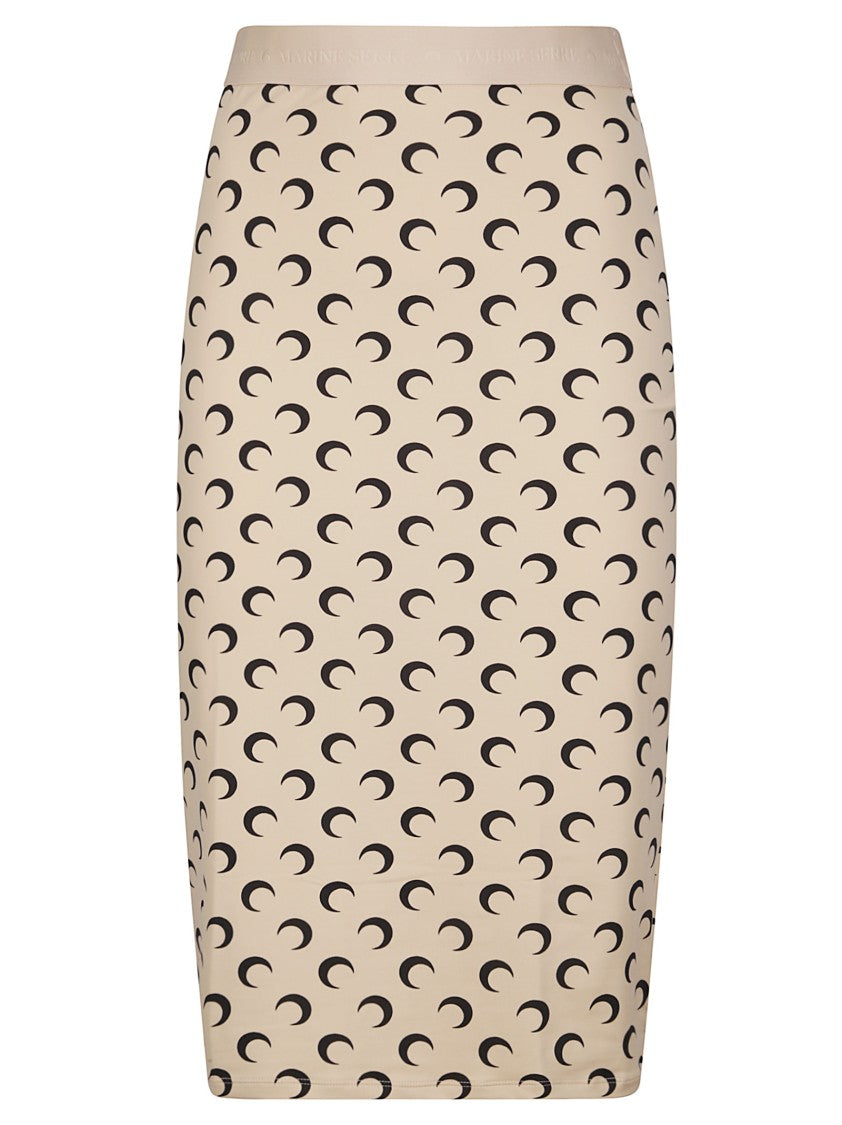 Marine Serre Moon Printed Jersey Knee Skirt