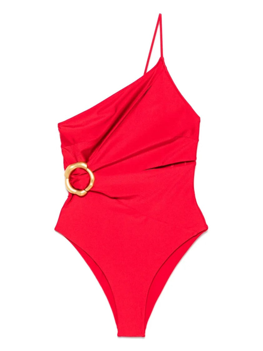 Cult Gaia Asymmetric Red Swimsuit With Cut-Out Detail