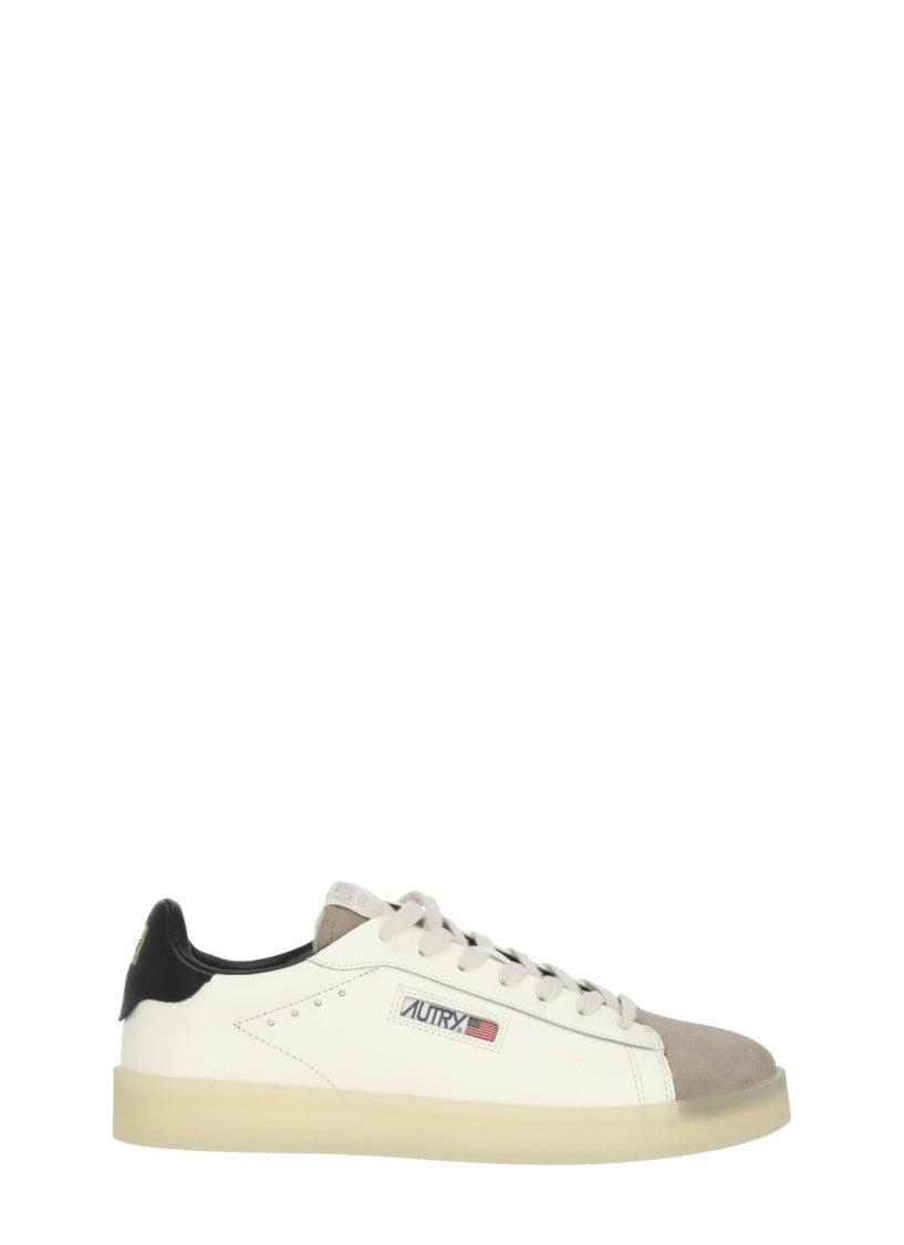 Autry White Grey Suede Toe Cap Leather Low-Top Sneakers