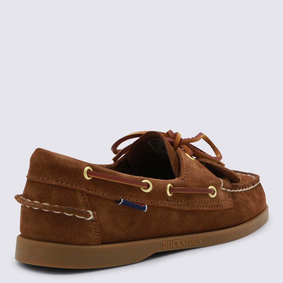 Sebago Brown Suede Boat Shoes With Contrast Stitching