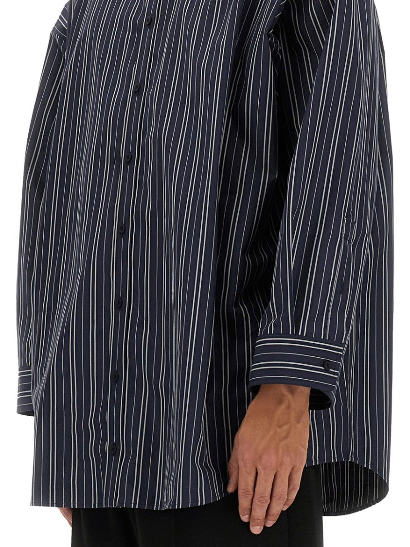 Balenciaga Contrasting Stripe Oversized Cotton Shirt