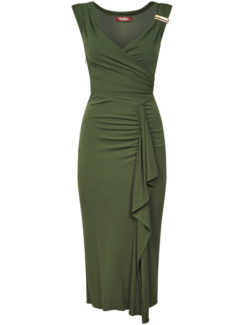 Max Mara Fitted Jersey Midi Dress With V-Neckline