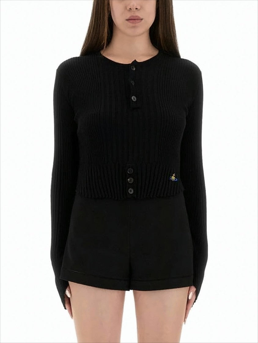 Vivienne Westwood Cropped Fitted Knit Sweater With Button Placket