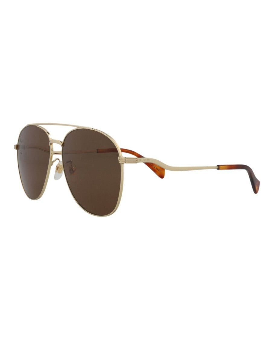 Gucci Aviator-Frame Metal Sunglasses