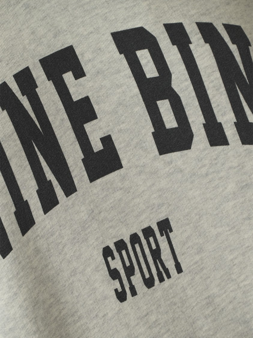 Anine Bing Heathered Cotton Hoodie With Bold Text Detail