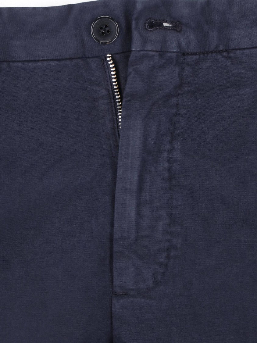 Incotex Blue Cotton Straight-Leg Pants