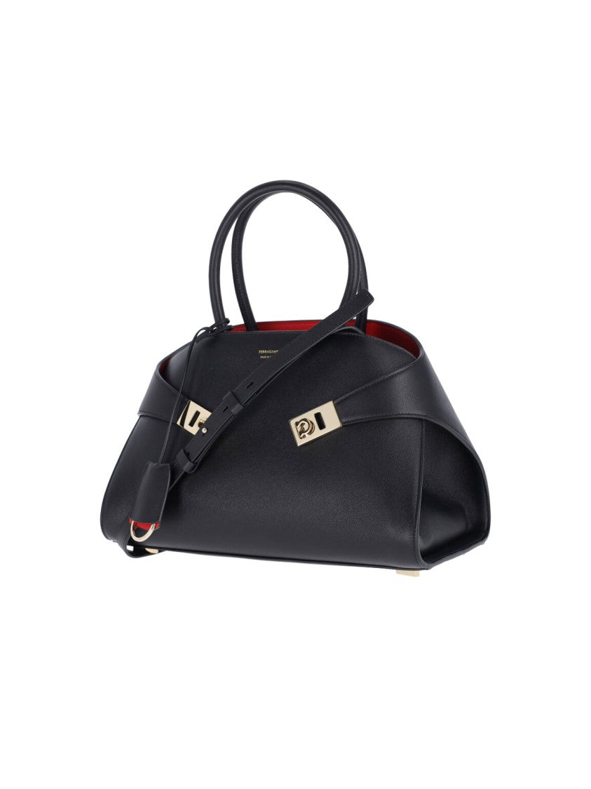 Ferragamo Black Hug Leather Shoulder Bag