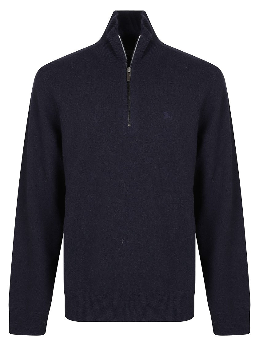 Burberry Half-Zip Knit Sweater With Ribbed Cuffs