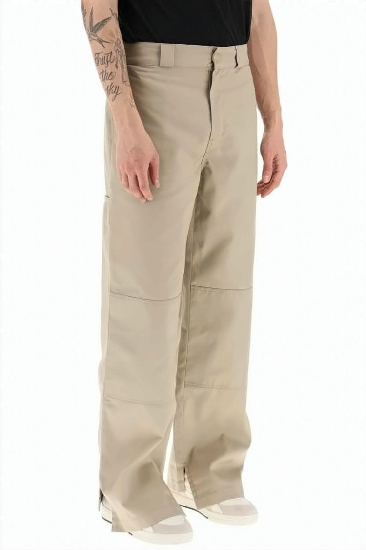 Palm Angels Beige Straight-Leg Pants With Branding