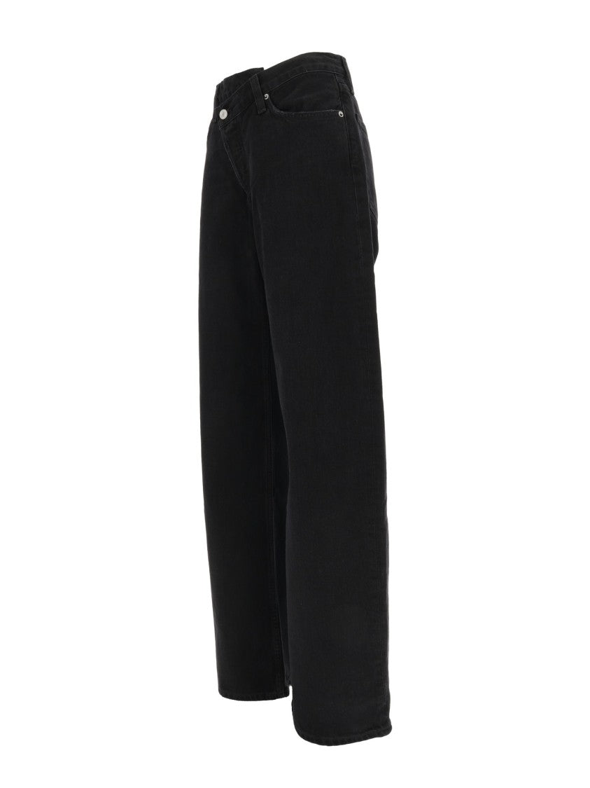 Agolde High-Waisted Patchwork Tapered Jeans With Curved Leg Design
