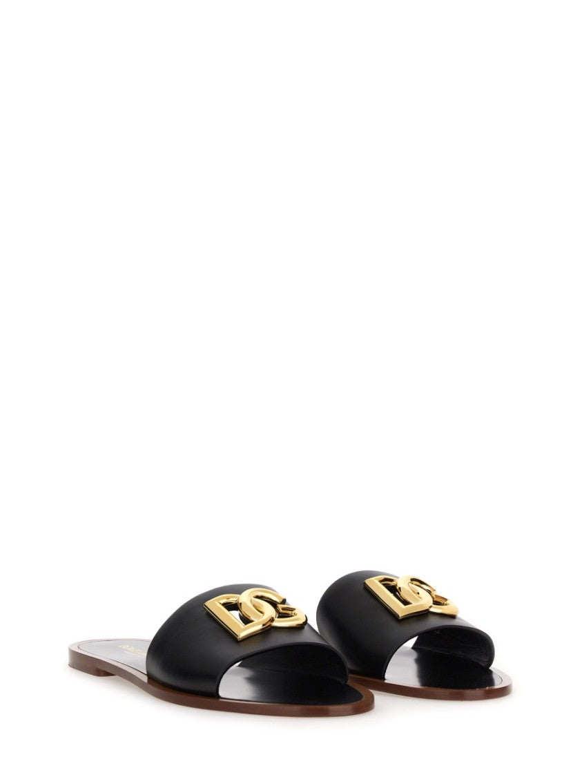 Dolce & Gabbana Leather Slide Sandals