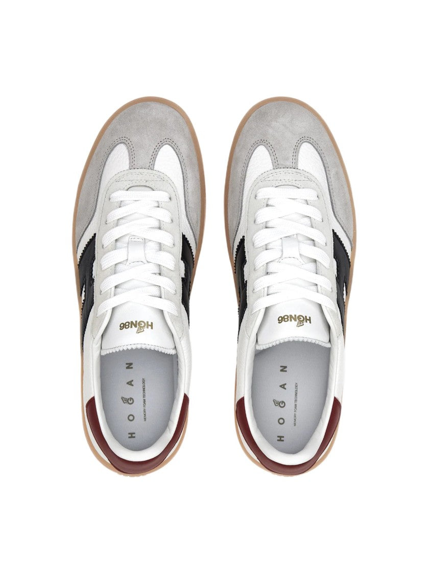 Hogan Low-Top White Leather Sneakers With Suede Overlays