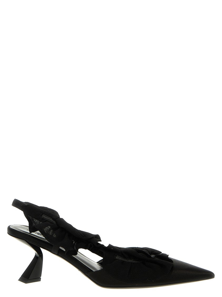 Nensi Dojaka Slingback Ruffle Detail Shoe With Unique Shaped Heel