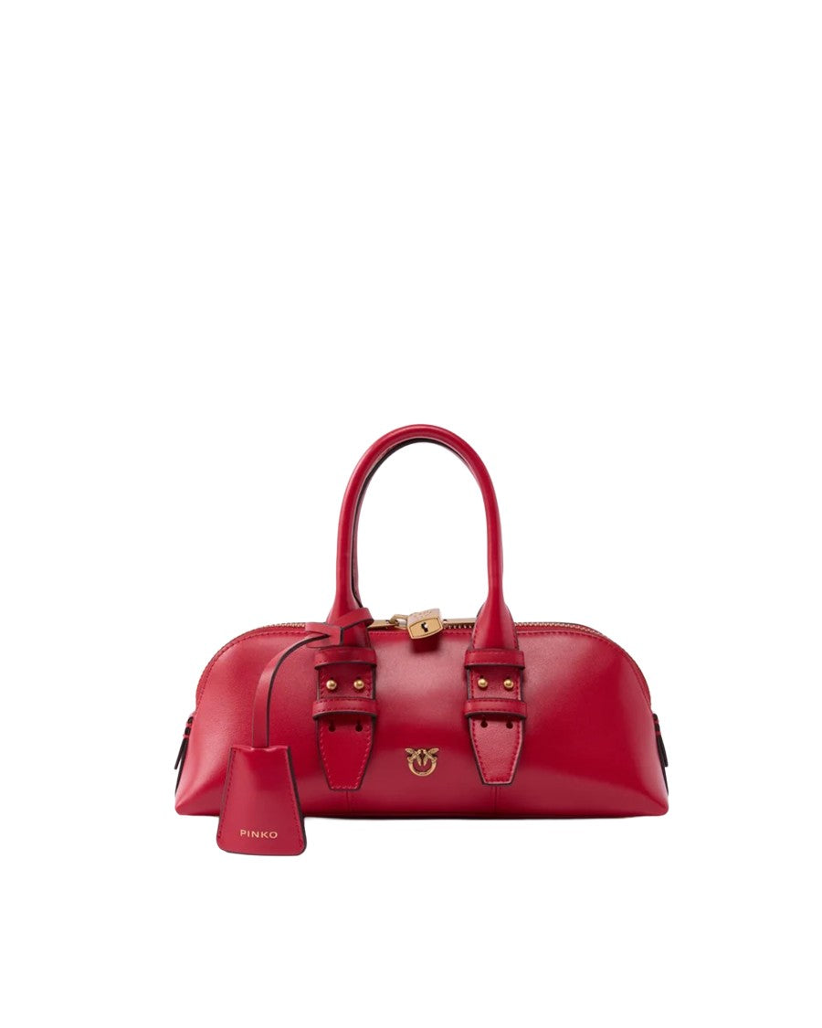 Pinko Red Escape Suede Small Bowling Bag