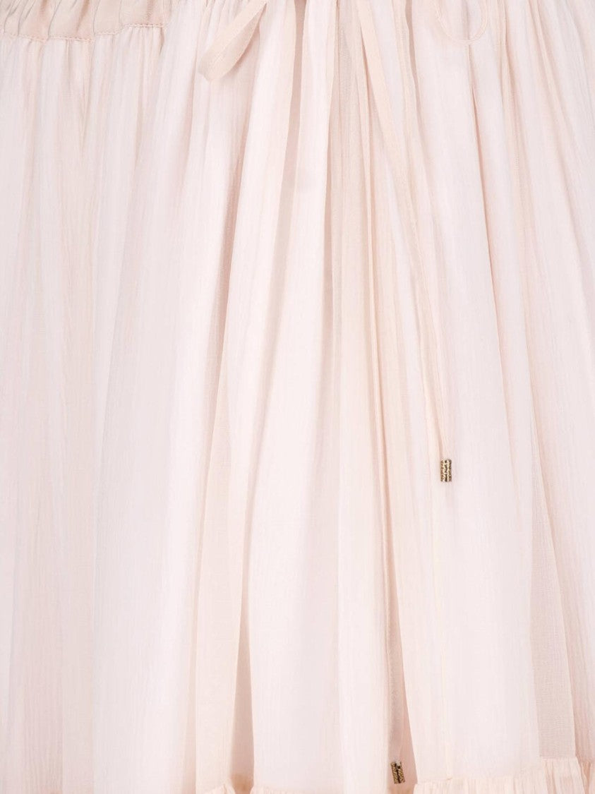 Chloé Pink Tiered Ruffled Silk Muslin Maxi Skirt