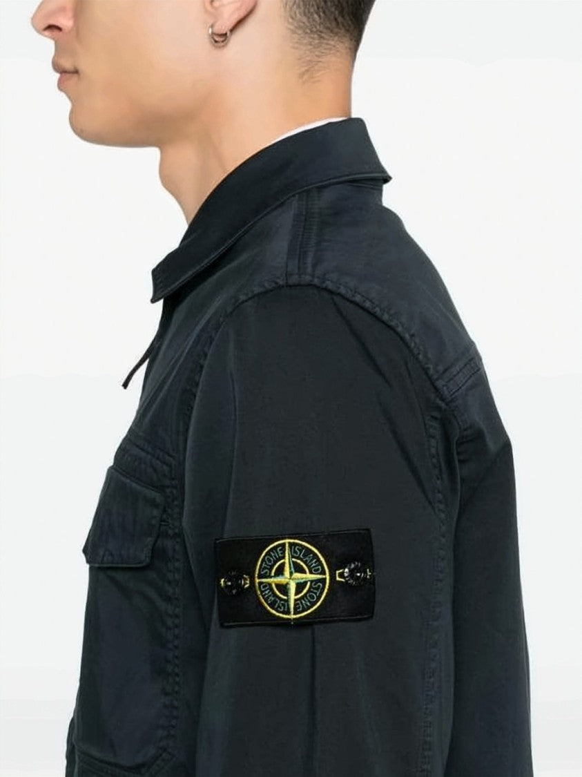 Stone Island Black Jacket With Front Zipper Closure