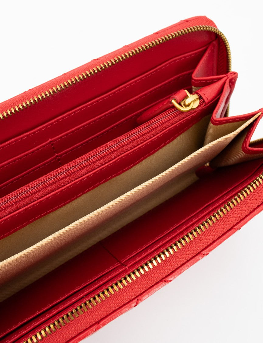 Pinko Red Antique Gold Leather Wallet