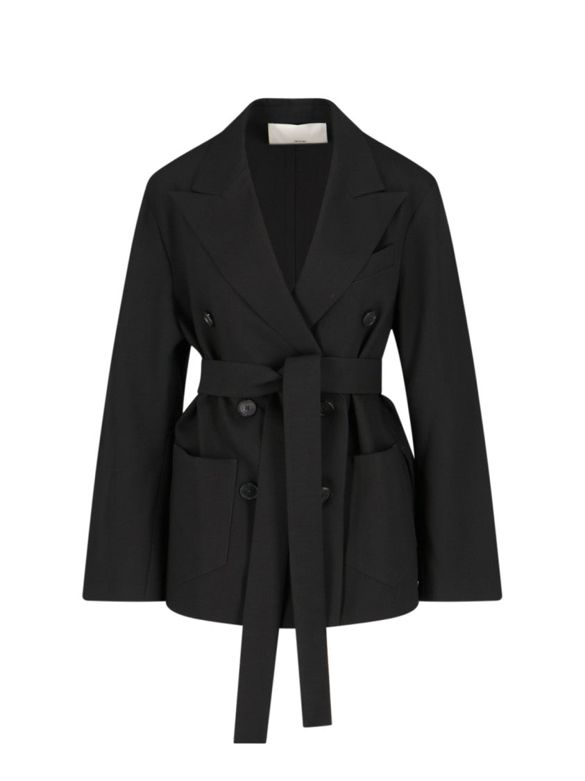 Setchu Tailored Black Jacket With Classic Collar And Streamlined Silhouette