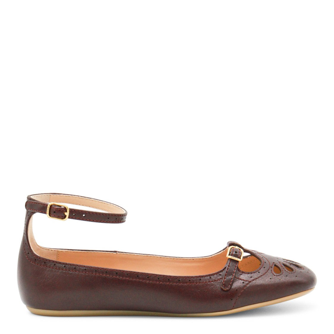 Chloé Dark Purple Leather Flats