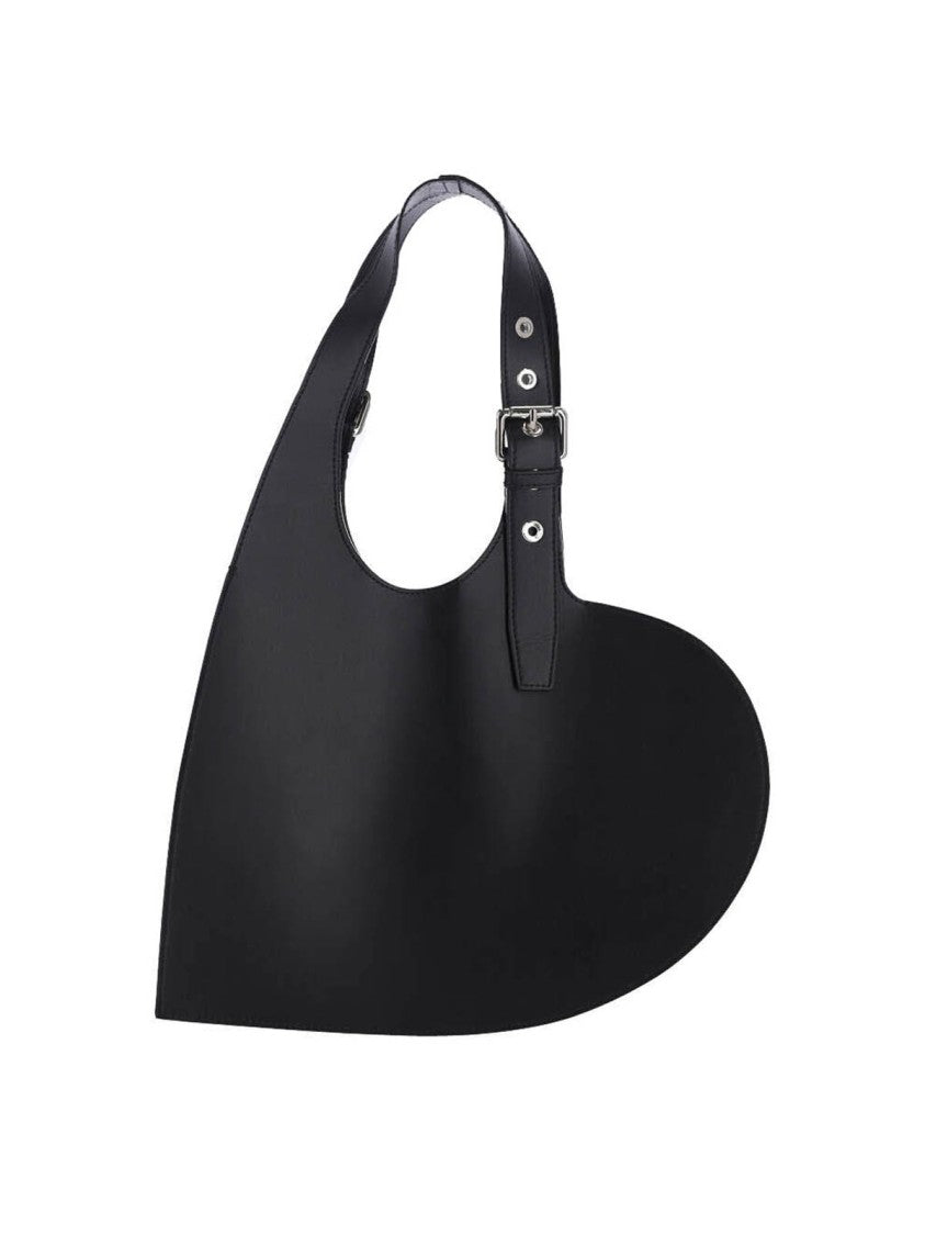 Coperni Heart-Shaped Black Calf Leather Tote With Adjustable Handle