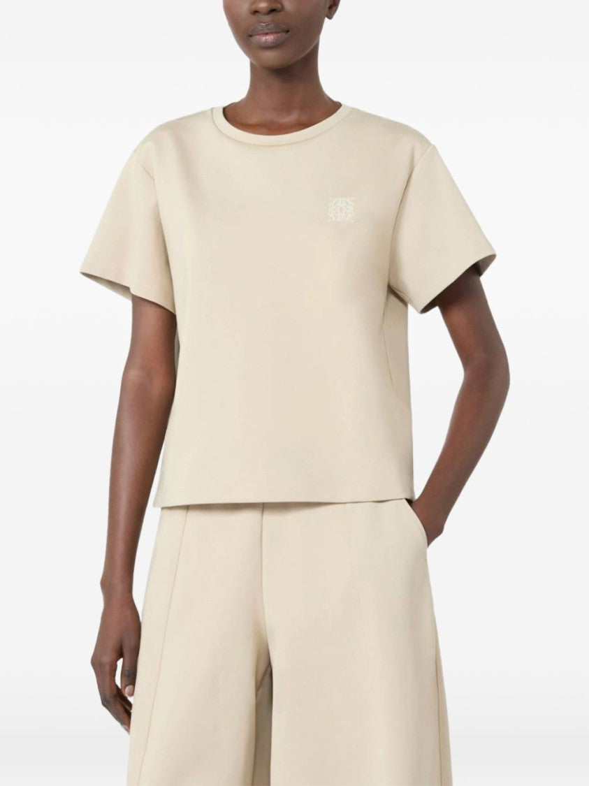 Max Mara Boxy Short-Sleeved Embroidered Logo Top