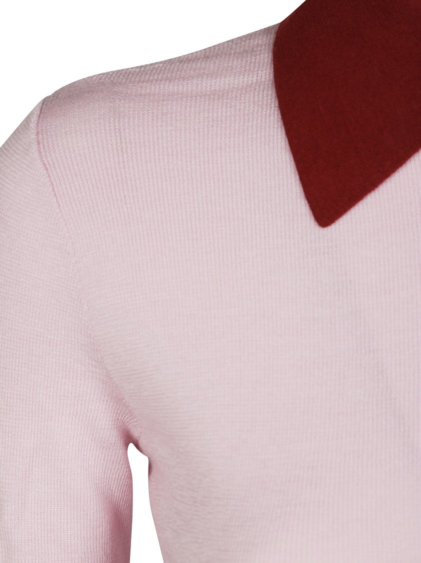 Self-Portrait Fitted Merino Wool Cardigan With Contrasting Collar