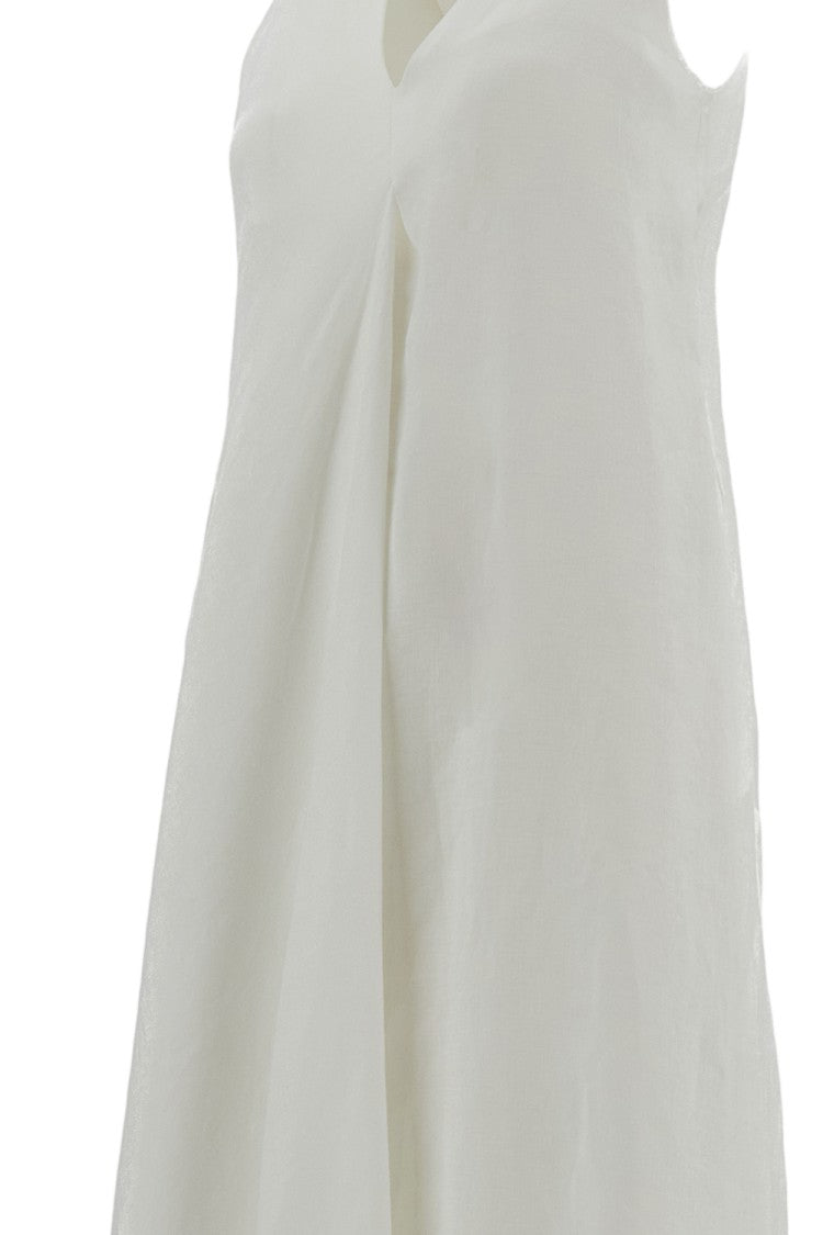 M.S.M. Milano Linen Maxi Dress With V-Neckline And Side Pockets