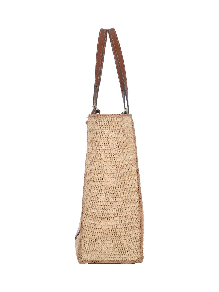 Anya Hindmarch Woven Raffia Tote With Embroidered Eye Motif